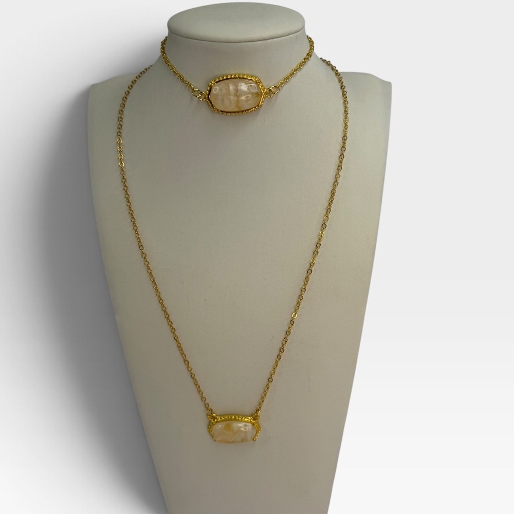 Kendra Scott Gold Iridescent Stone Elisa and Rayne Layered Necklace Set Bridal